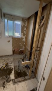 Bathroom gutted to studs during Vancouver renovation
