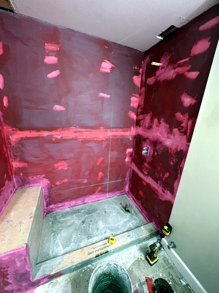 Shower waterproofing with laser level Langley