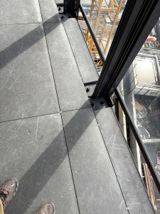 Finished tiled balcony overlooking Burnaby skyline