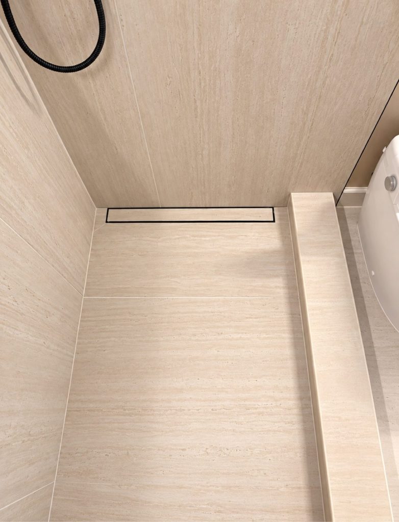 Finished shower base with linear drain, Burnaby BC